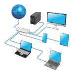 diagrama 3d red lan concepto negocio tecnologia wan vector red computadoras